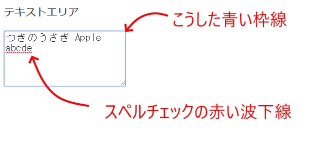 HTML5：テキストエリアの赤い下線や青い枠線を消したい